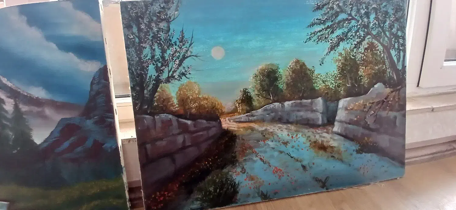 ۲ عدد نقاشی رنگ روغن|تابلو، نقاشی، عکس|تبریز, |دیوار