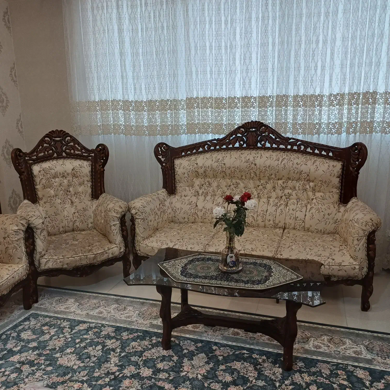 مبل استیل ۹نفره همراه میز و عسلی|مبلمان خانگی و میز عسلی|برخوار, |دیوار