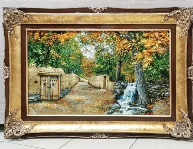 دستبافت تبریز کف ابریشم ریز ۵۰ رج ۹۰ × ۱۳۰|تابلو فرش|تهران, استاد معین|دیوار