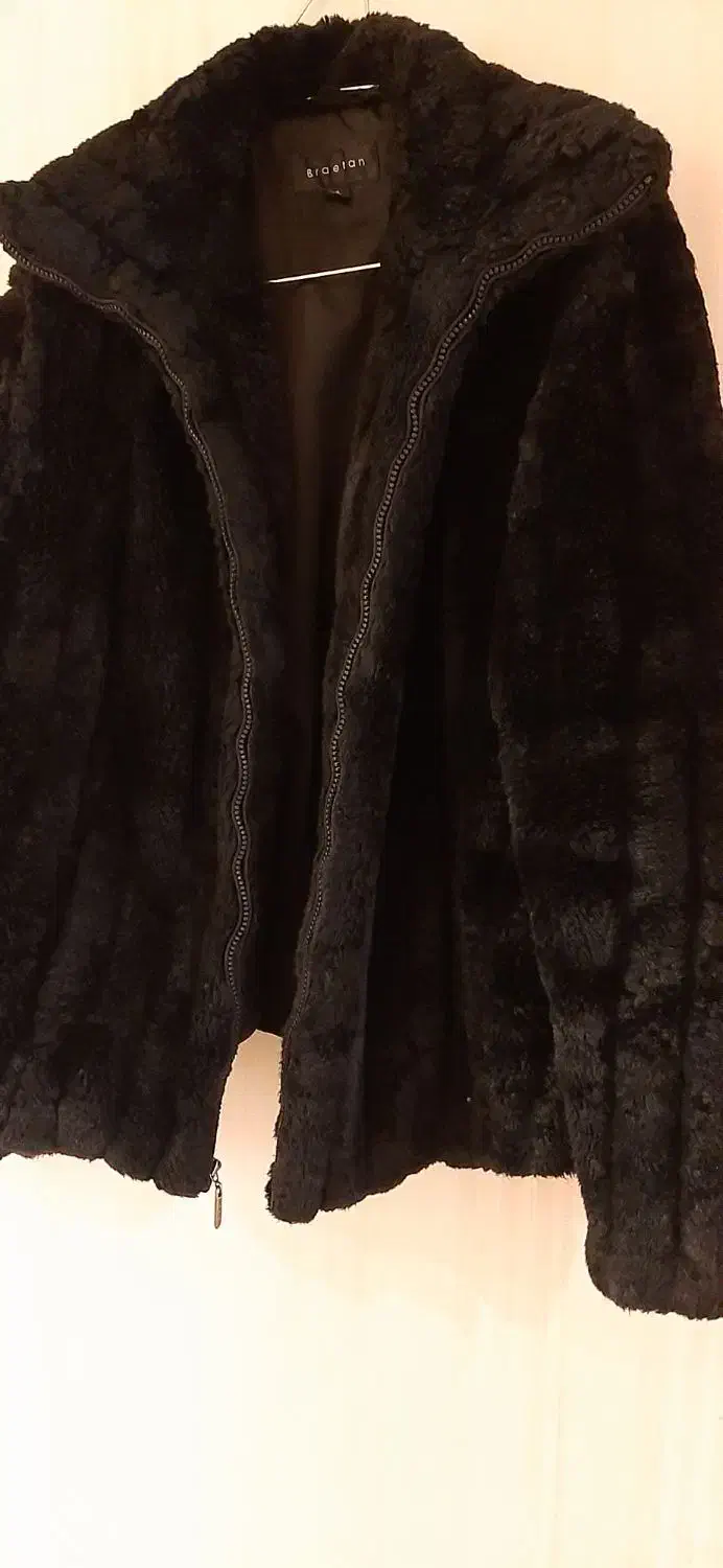 کت خز خارجی نو مشکی زیپ دار|لباس|تبریز, |دیوار