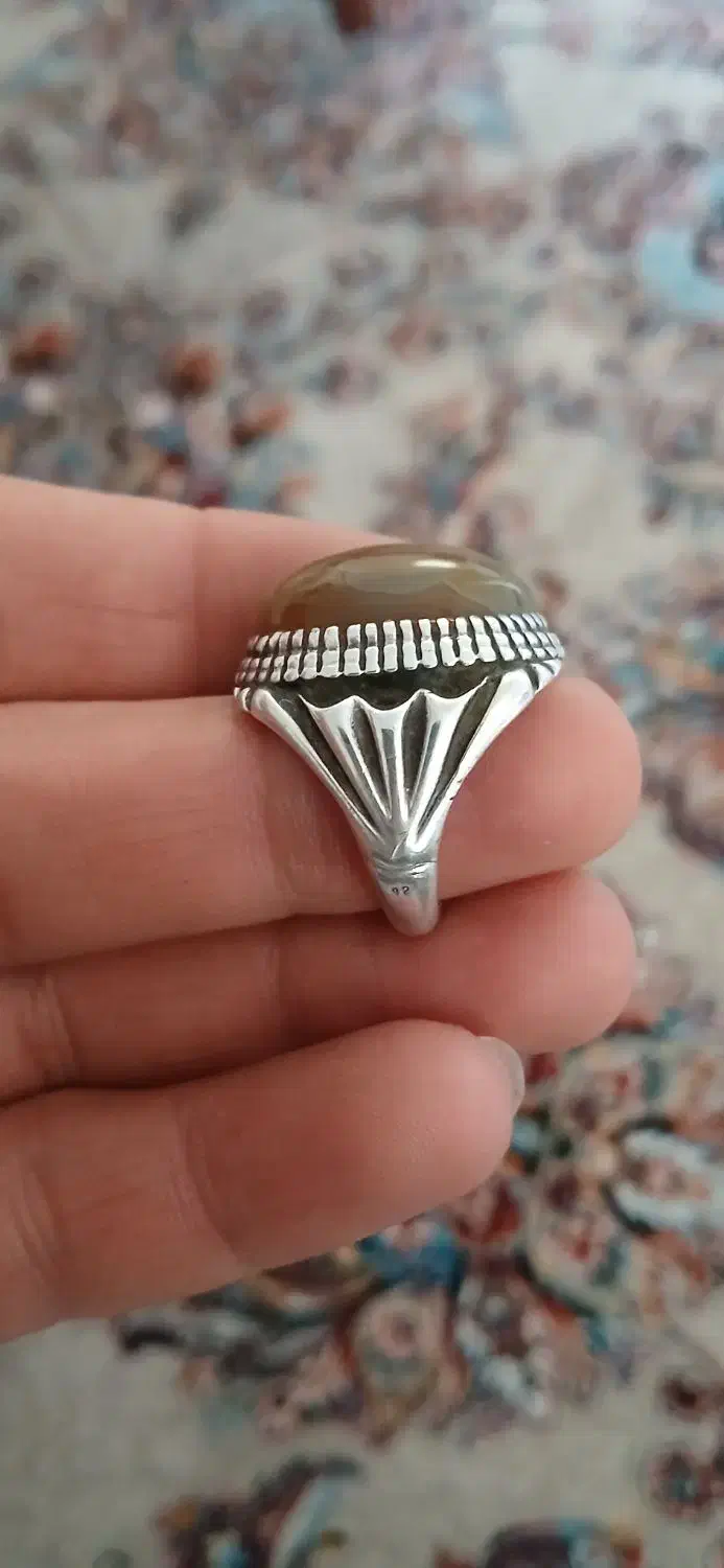 انگشتر نقره سنگ عقیق سه پوست|جواهرات|سنندج, |دیوار