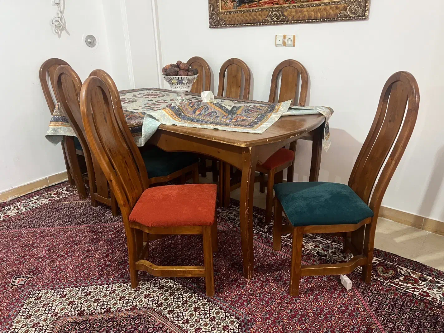 میز ناهارخوری هشت نفره|میز و صندلی غذاخوری|رشت, منظریه|دیوار