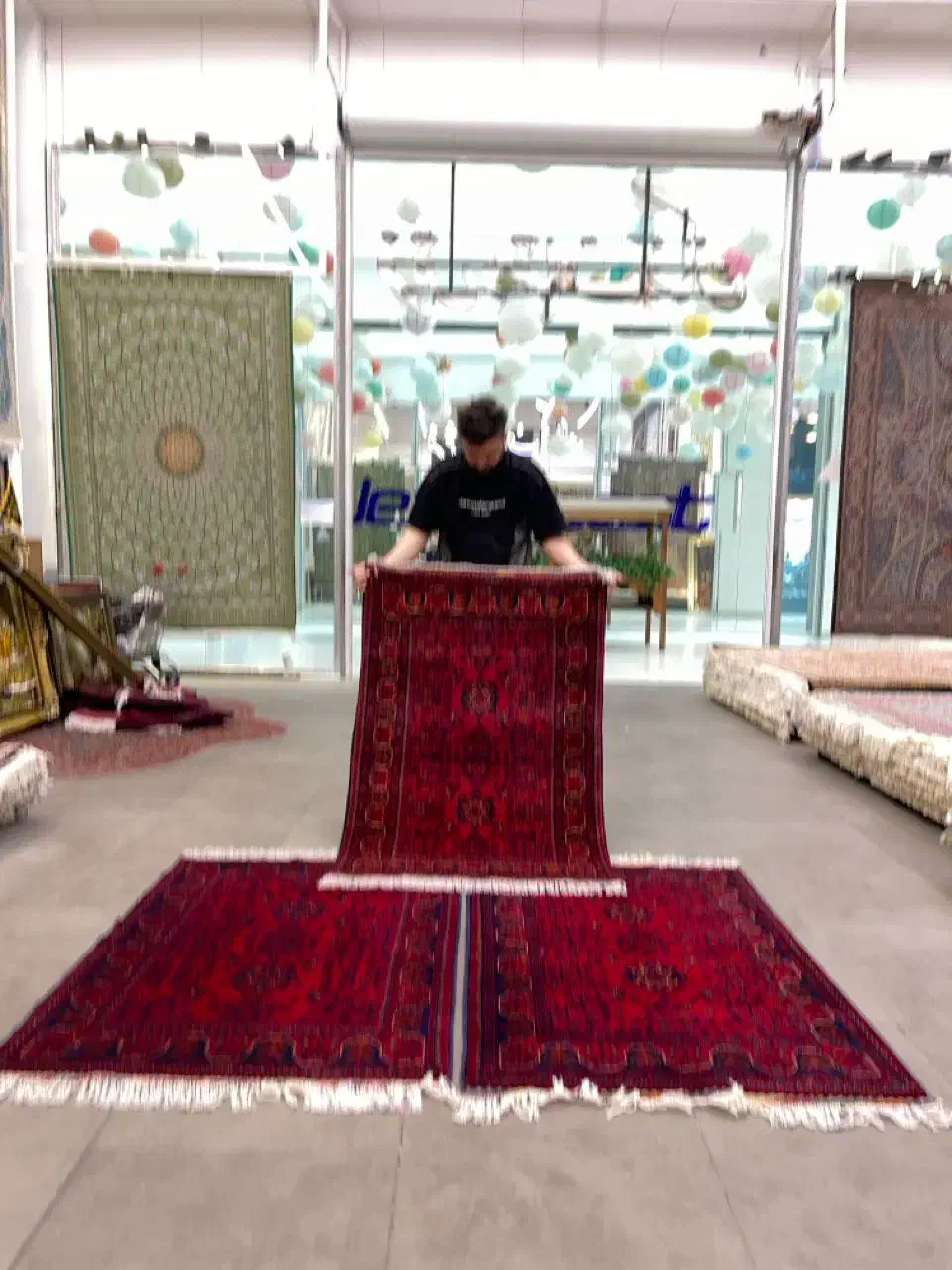 فرش دستباف (بساک) زرع نیمهای ریز باف کرک|فرش|مشکیندشت, |دیوار