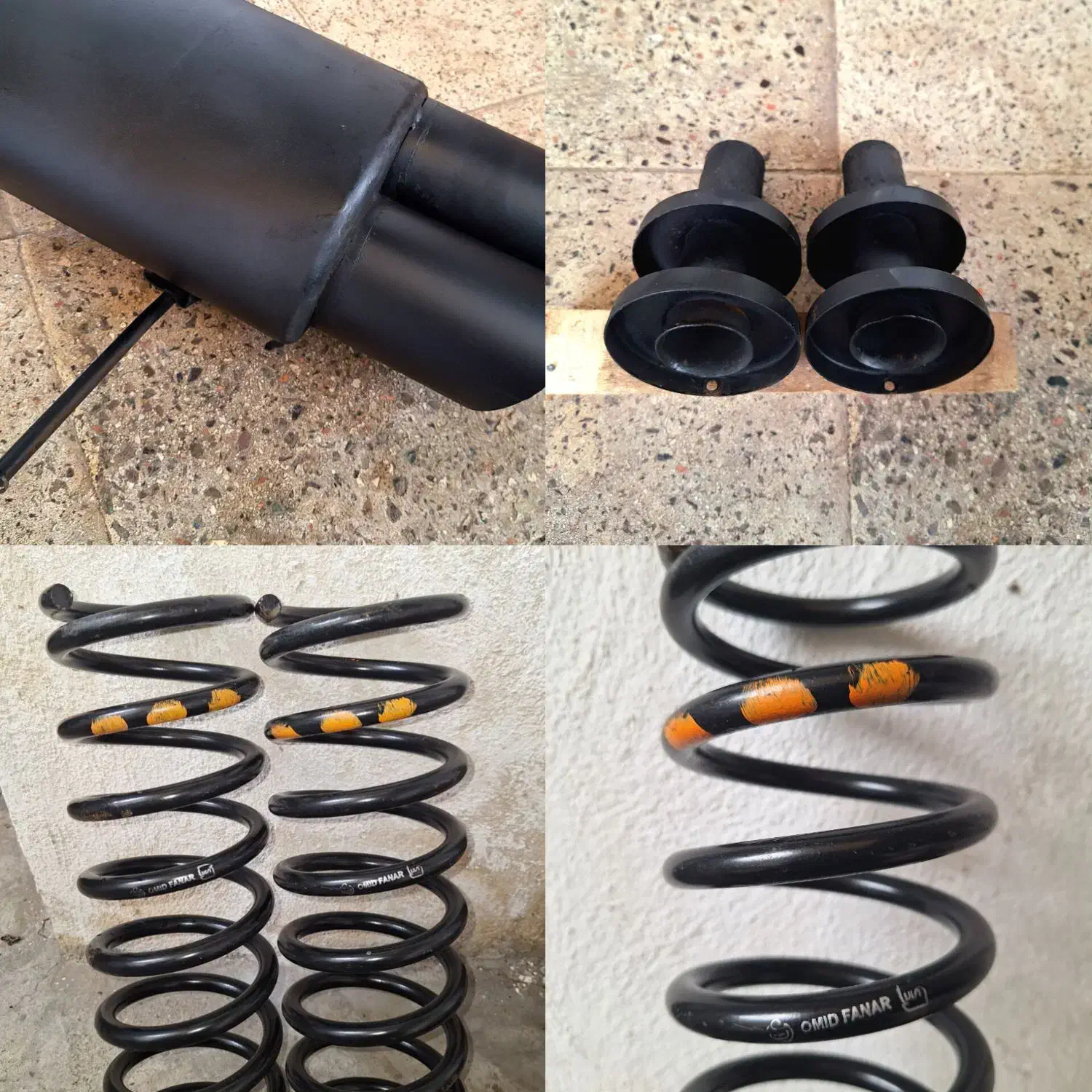 منبع اگزوز ۷۱۵ دولول و فنر لول عقب تیبا ساینا|قطعات یدکی و لوازم جانبی|رشت, دیانتی|دیوار