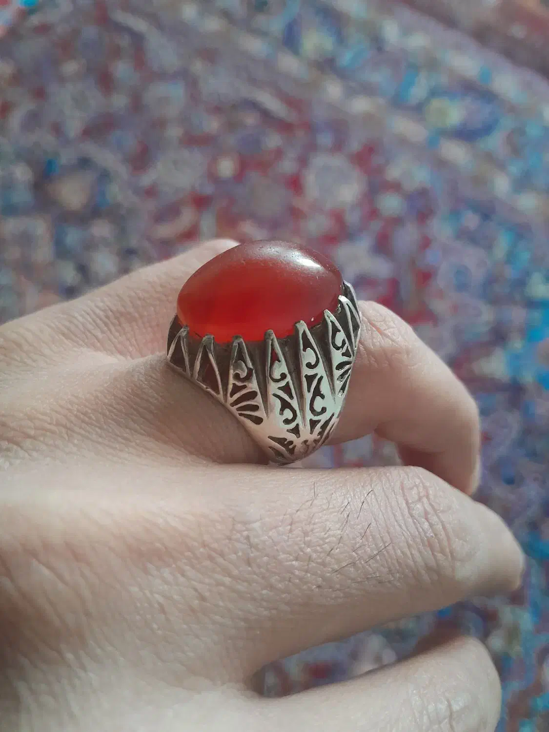 دوتاانگشترعقیق سرخ وعقیق جزسیاه عالی|جواهرات|زاهدان, |دیوار