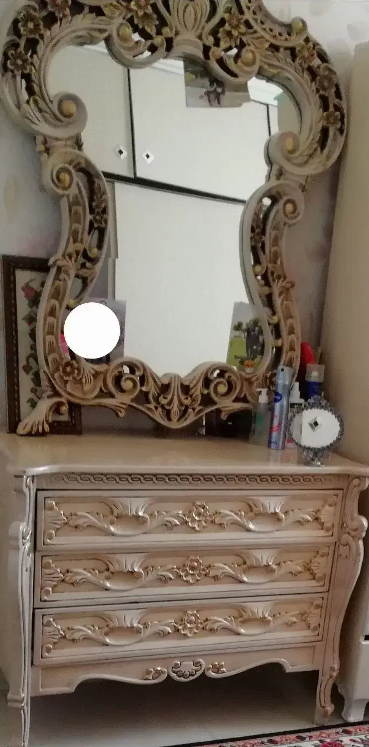 تخت پا تختی تشک عسلی اینه در حد نو|تخت و سرویس خواب|بیجار, |دیوار