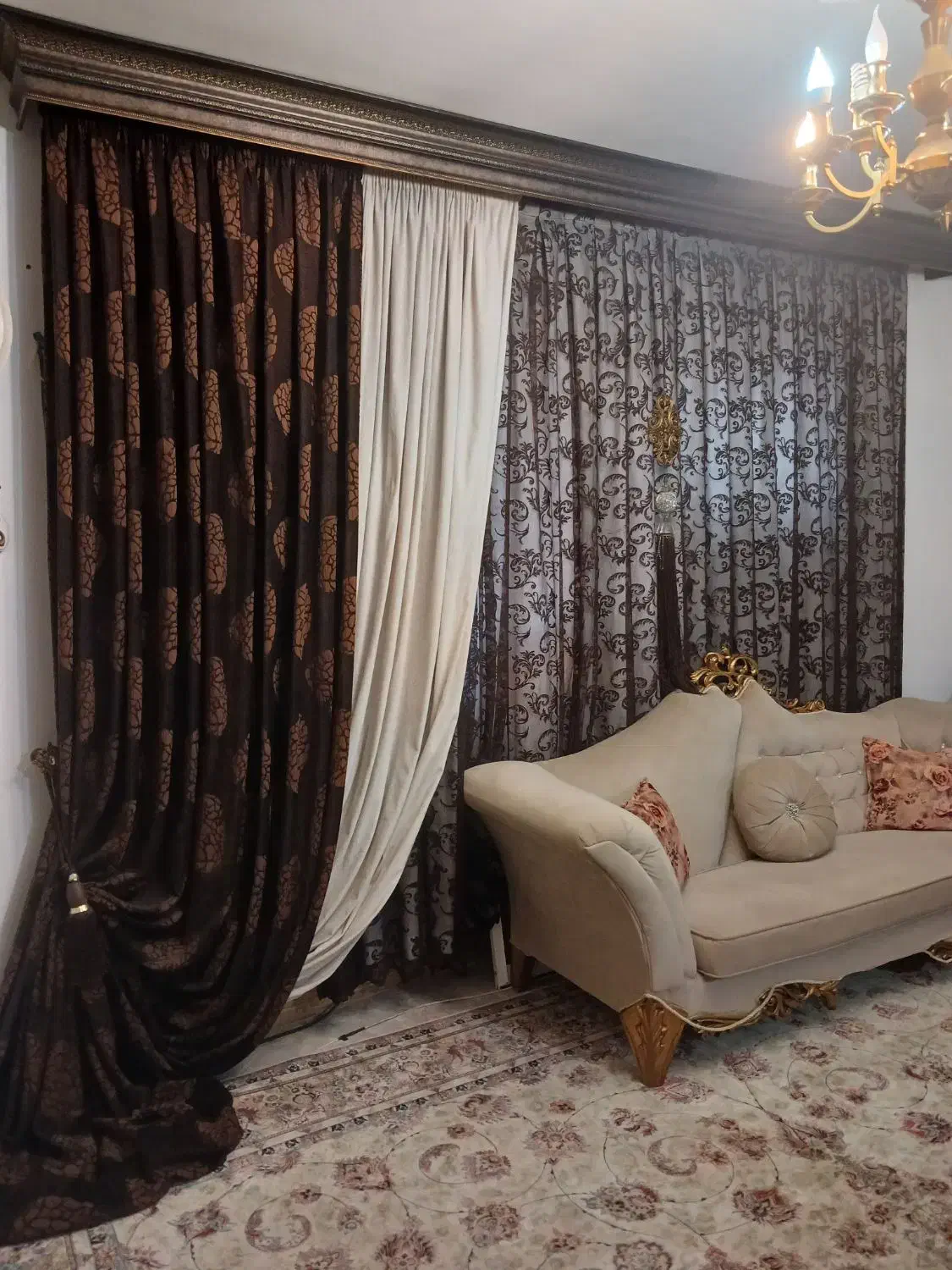 پرده با کتیبه و والان بسیار شیک|پرده، رانر، رومیزی|رودسر, |دیوار