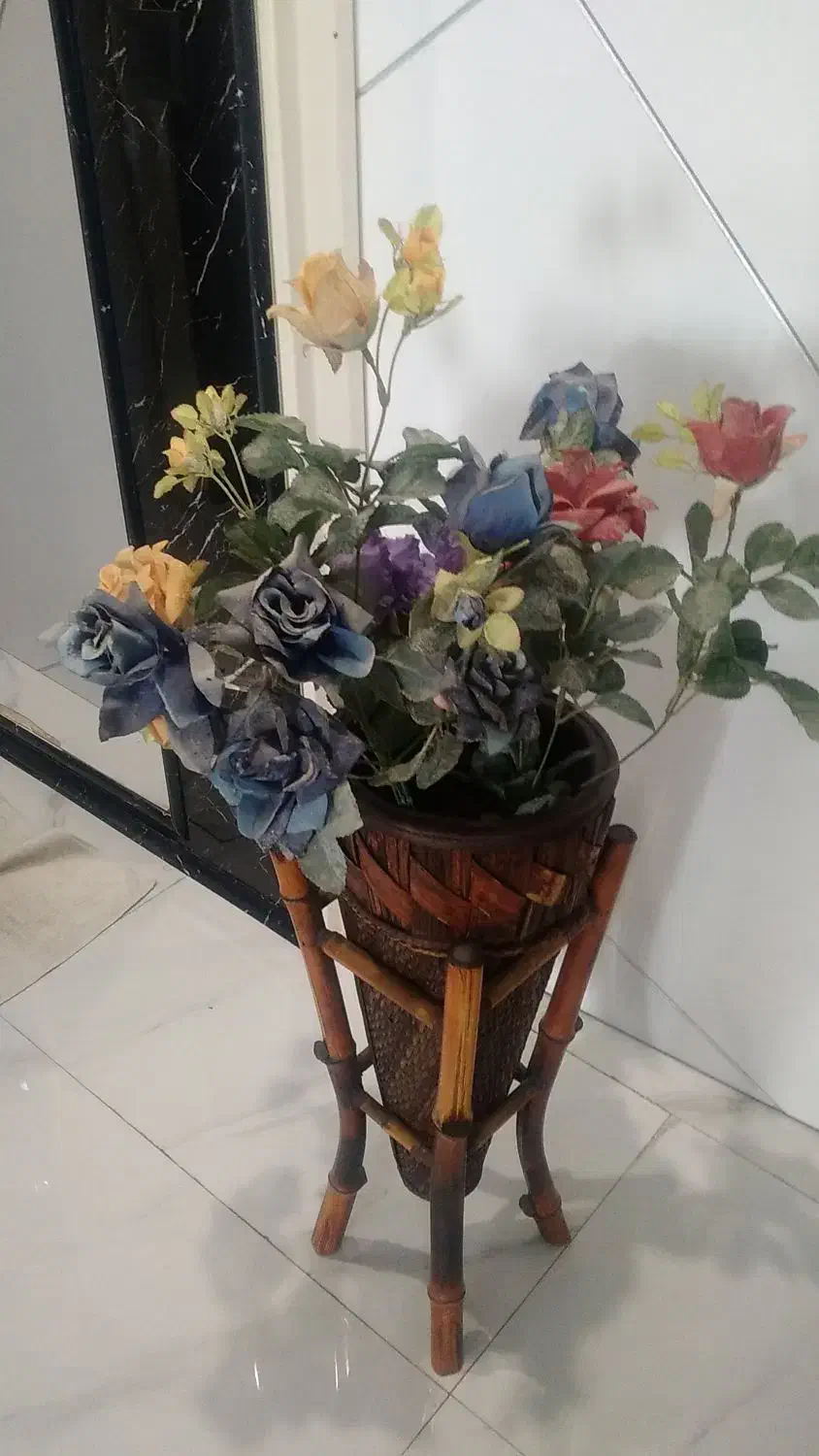 گل و گلدان چوبی|گل مصنوعی|اردبیل, |دیوار