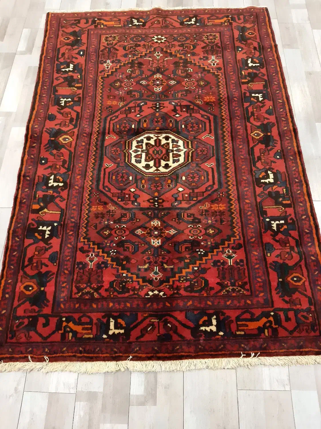 قالیچه سه متری بافت زنجان کرک رنگ طبیعی لاکی|فرش|تهران, حر|دیوار