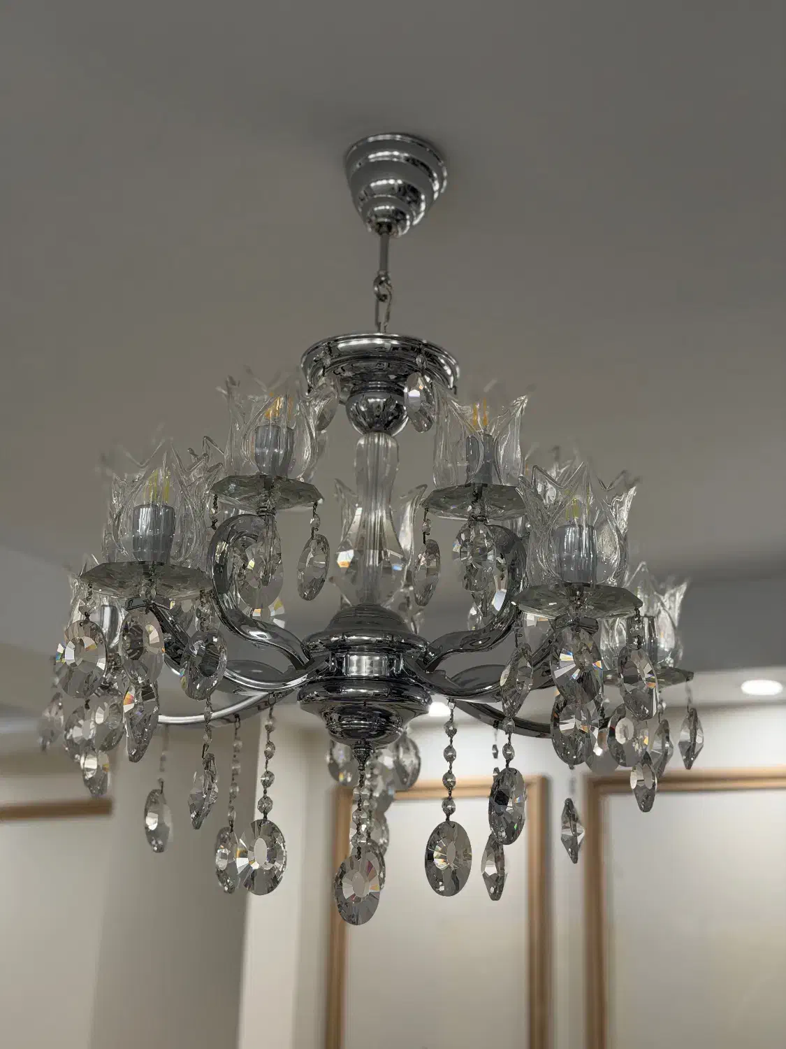 لوستر کریستال ۱۰شاخه در حد نو ۲عدد|لوستر و چراغ آویز|تهران, اقدسیه|دیوار