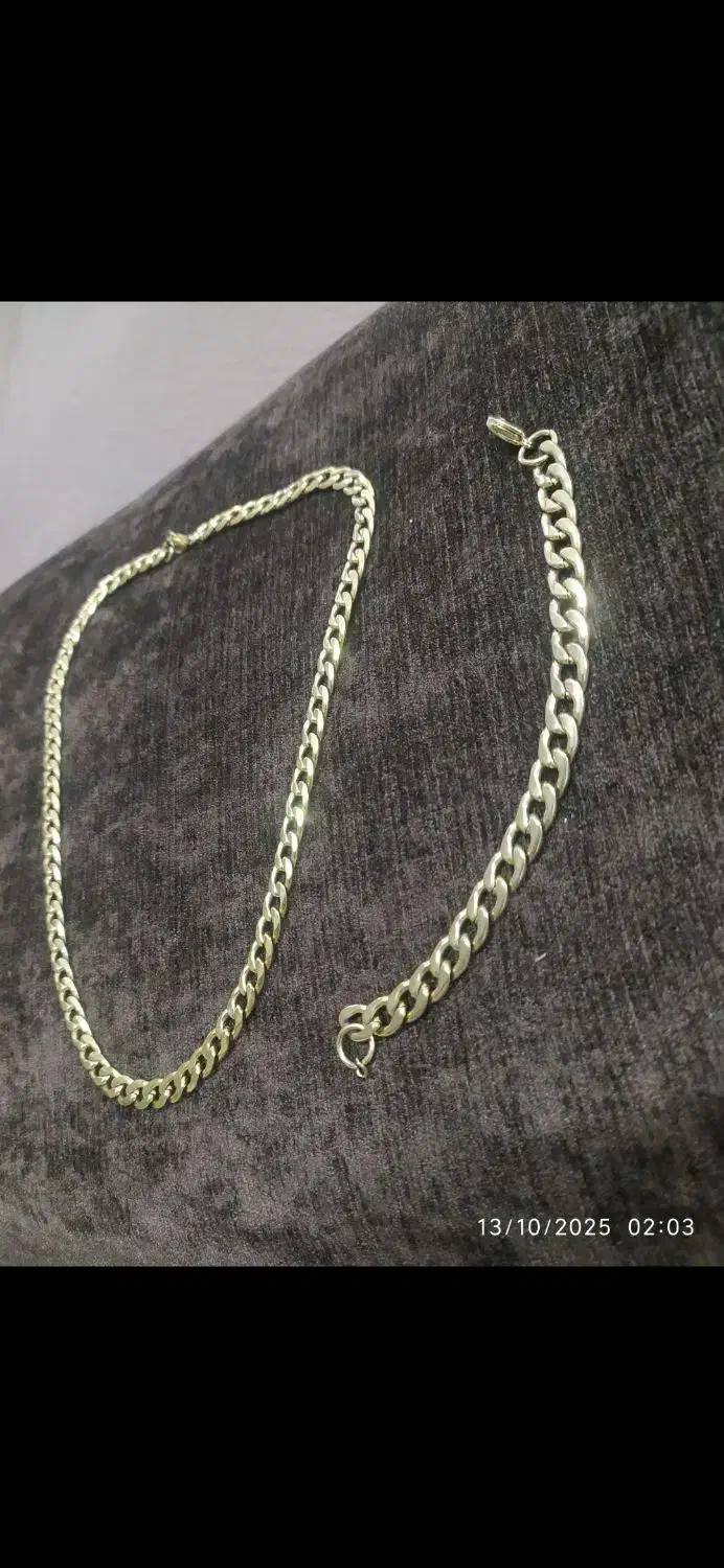 دست بند و گردنبند کارتیر طلایی رنگ ثابت ضد حساسیت|بدلیجات|کنارک, |دیوار