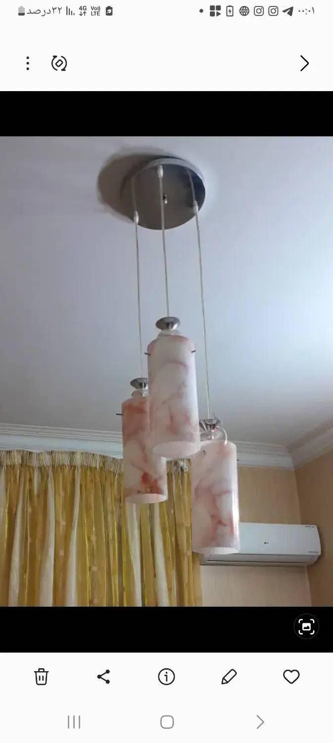 لوستر سه شاخه مدرن|لوستر و چراغ آویز|مشهد, شریف|دیوار