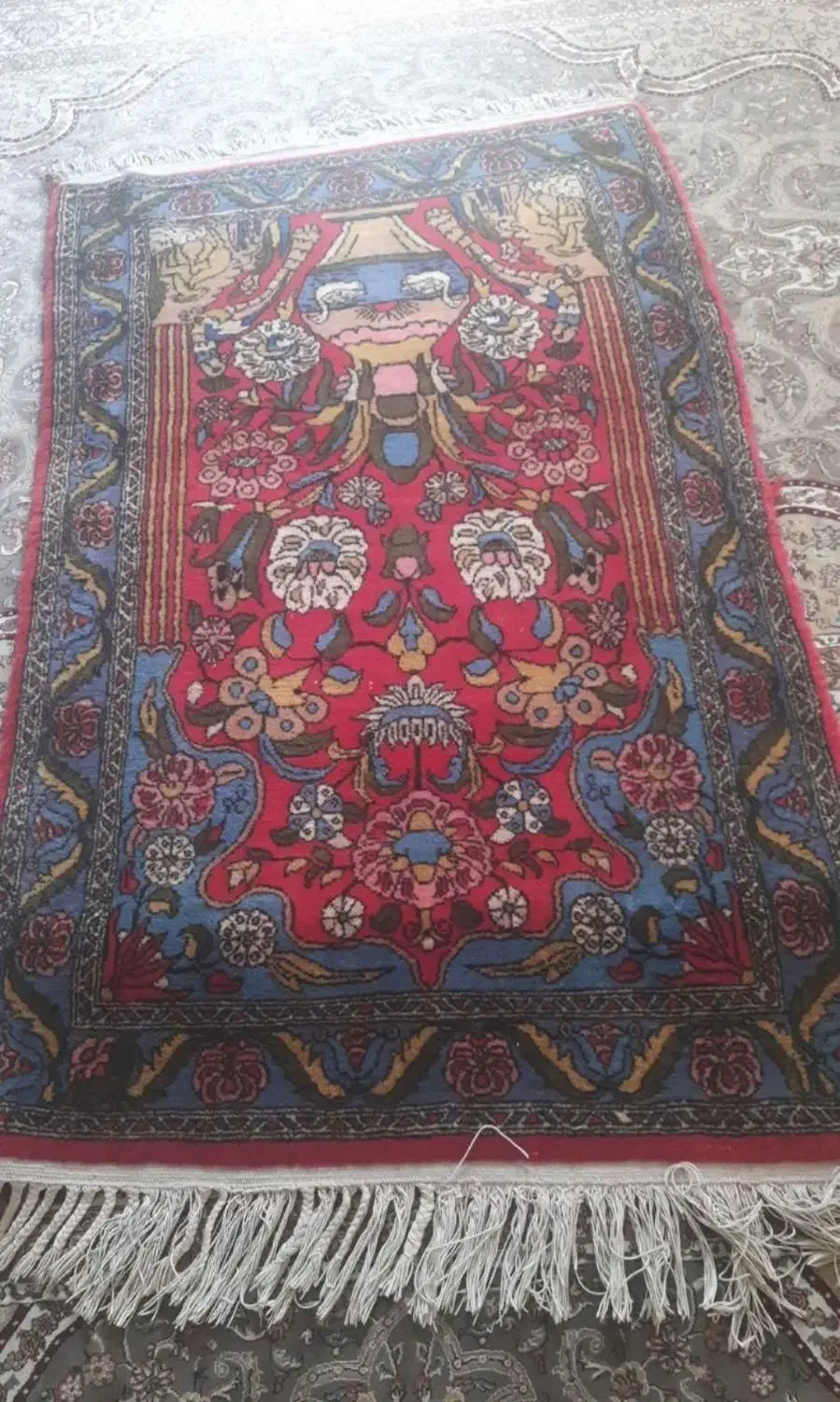 دو عدد قالیچه ای دستباف قدیمی یک در یک و نیم|فرش|کرمانشاه, |دیوار