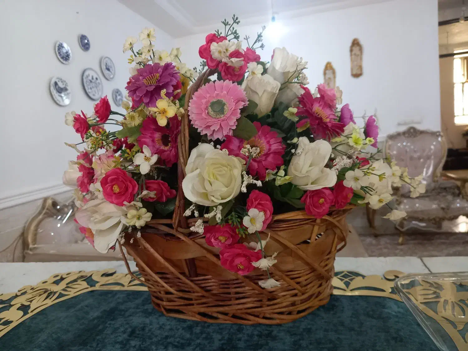 سبدگل مصنوعی پرازگل وبزرگ|گل مصنوعی|بندر کنگان, |دیوار