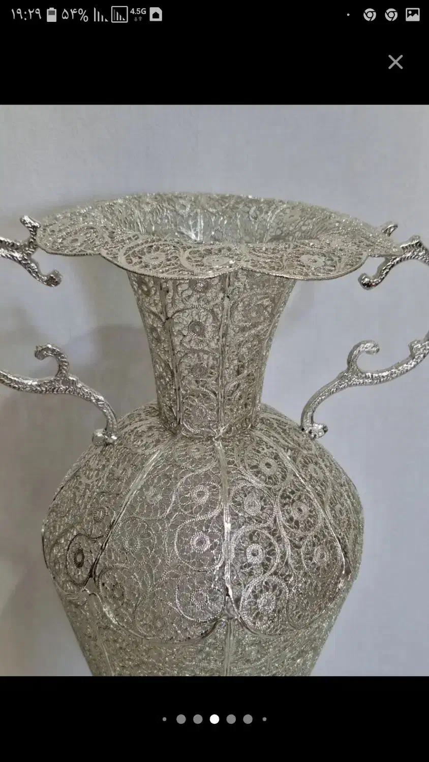 گلدان مسی آبکاری نقره|صنایع دستی و سایر لوازم تزئینی|ملایر, |دیوار