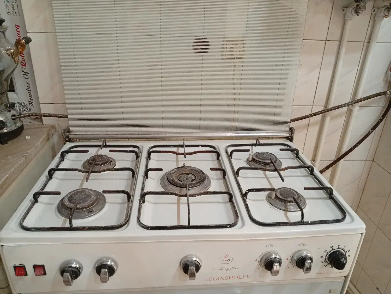 کابینت فلزی با هود و اجاق گاز و سینک|آب‌چکان و نظم‌دهنده ظروف|قزوین, |دیوار