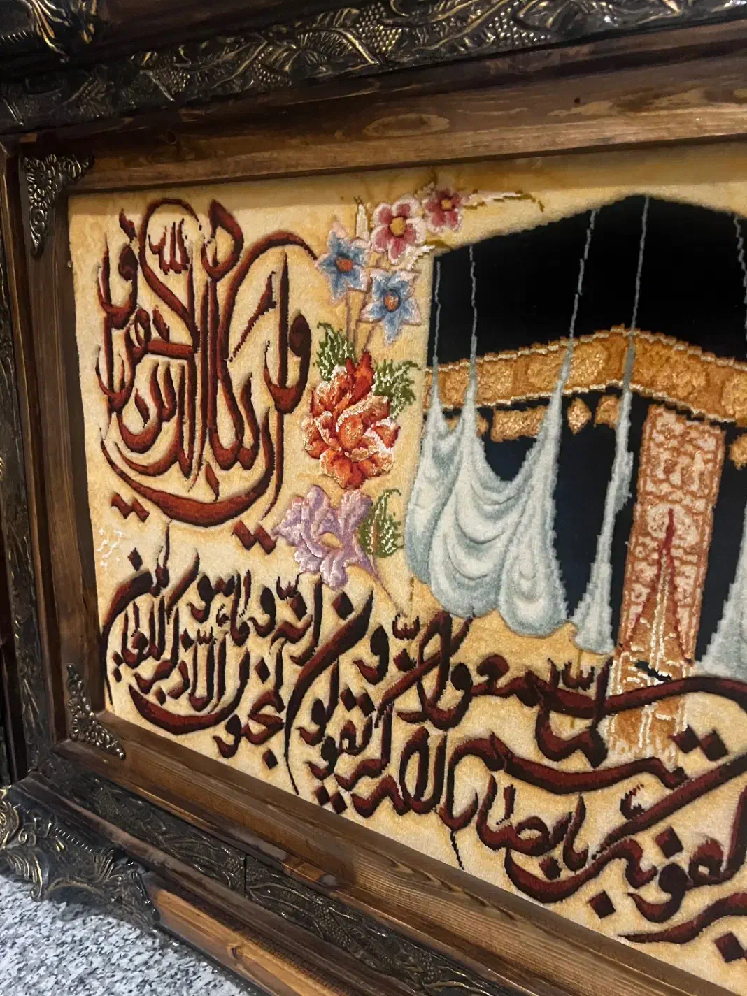 تابلو فرش بافت تبریز گل ابریشم برجسته/۵۰ رج|تابلو فرش|تهران, پاسداران|دیوار