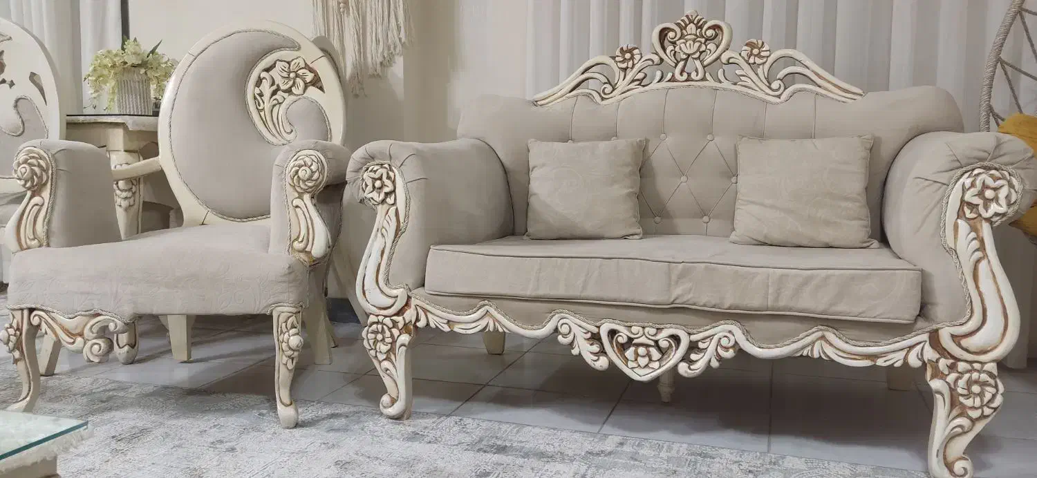 مبل ۹نفره سلطنتی با جلومبلی و میز نهارخوری ۴نفره|مبلمان خانگی و میز عسلی|لنگرود, |دیوار