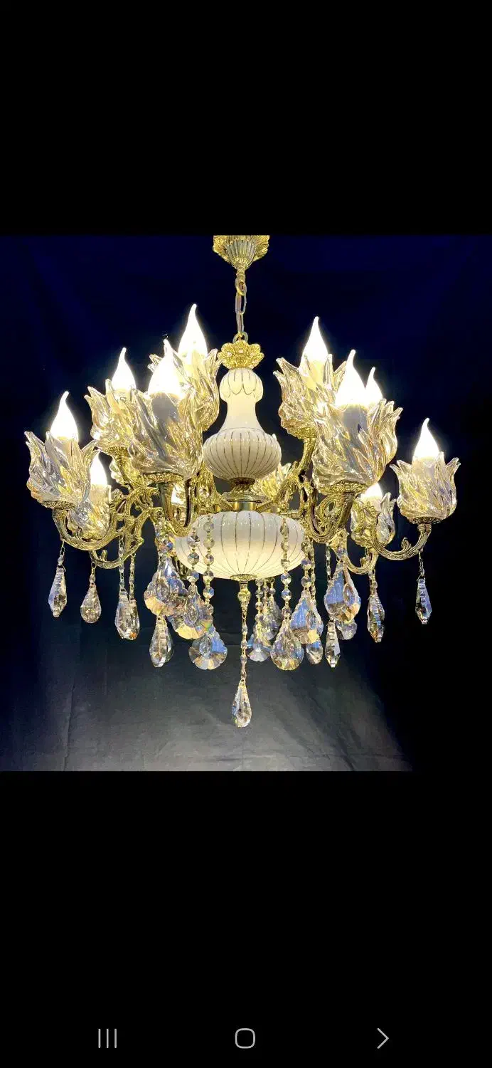 لوسترنور سرامیکی ساده.8+8.تاج برنج برنجیFG sd 888|لوستر و چراغ آویز|تهران, نعمتآباد|دیوار