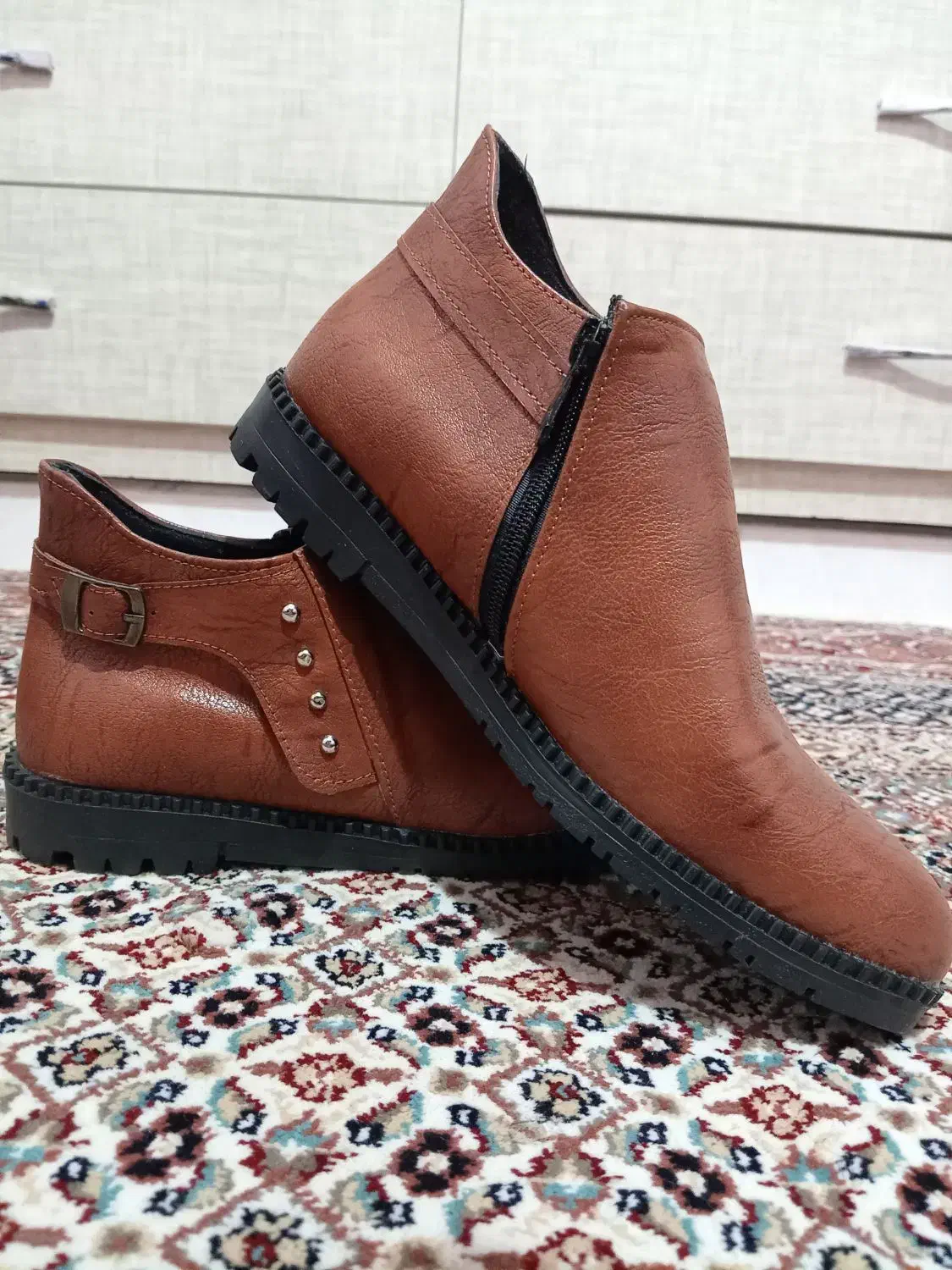 کفش نیم بوت زنانه چرم سایز ۴۰ رنگ عسلی|کیف، کفش، کمربند|بیرجند, |دیوار