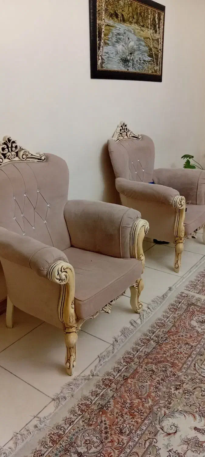 مبل ۷ نفره کرم رنگ|مبلمان خانگی و میز عسلی|بهارستان, |دیوار