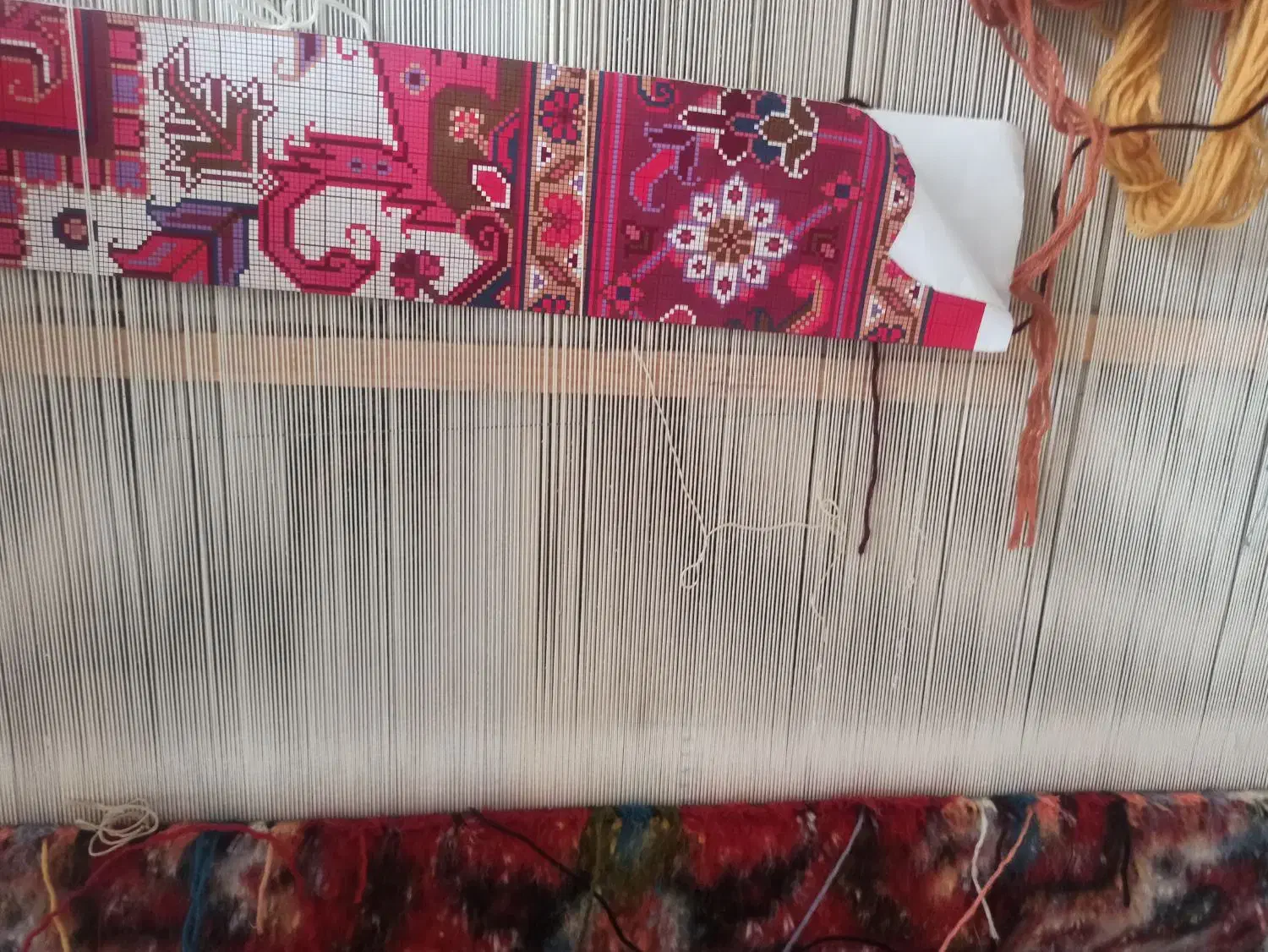 قالی خالچا نیمه کاره|فرش|تبریز, |دیوار