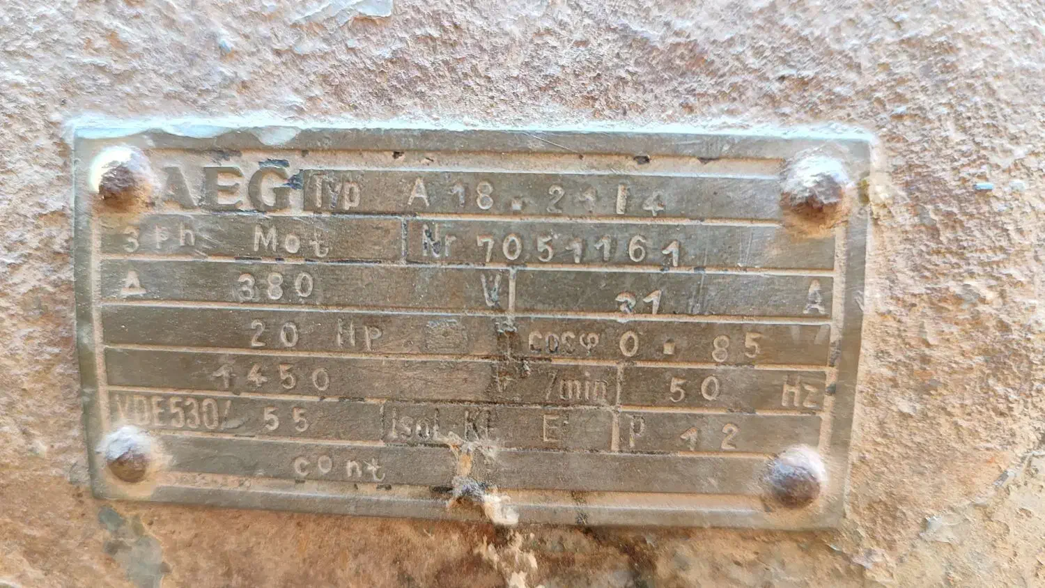 الکترو موتور 20اسب 1400دور آلمانی AEG|ماشینآلات صنعتی|برخوار, |دیوار