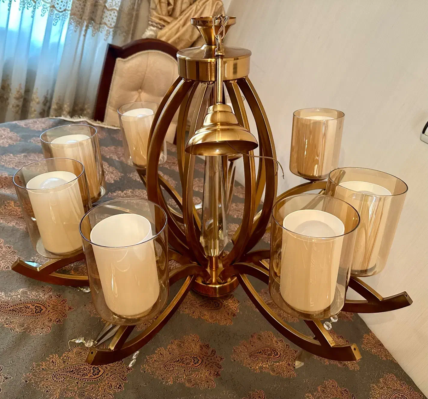 لوستر هشت شعله|لوستر و چراغ آویز|ابهر, |دیوار