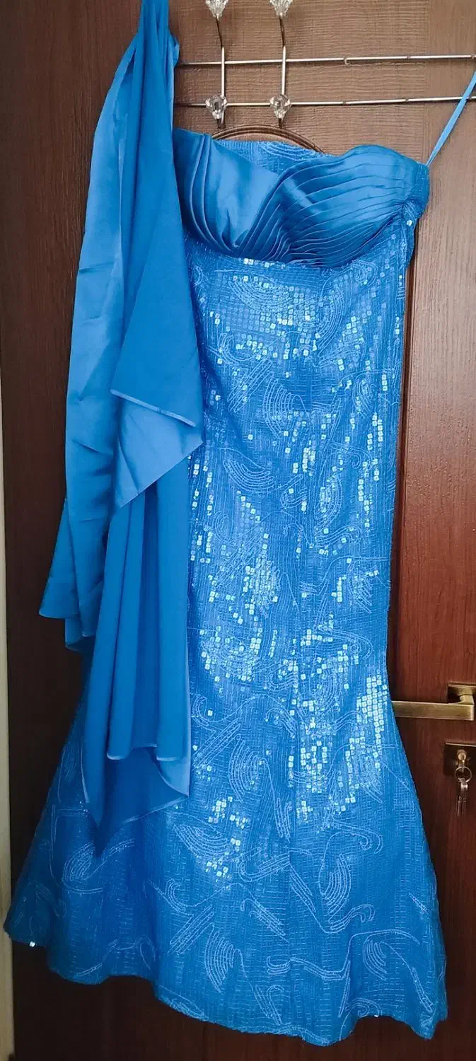 لباس مجلسی آبی کار دست با شال حریر،پارچه وارداتی|لباس|تهران, پاسداران|دیوار