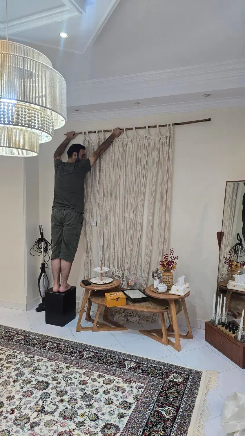 پرده مکرومه|پرده، رانر، رومیزی|تهران, سلسبیل شمالی|دیوار