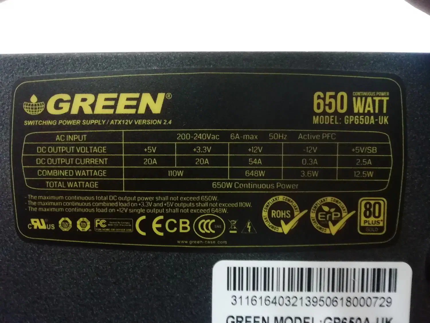 power green 650w +80gold-uk|قطعات و لوازم جانبی رایانه|اوز, |دیوار