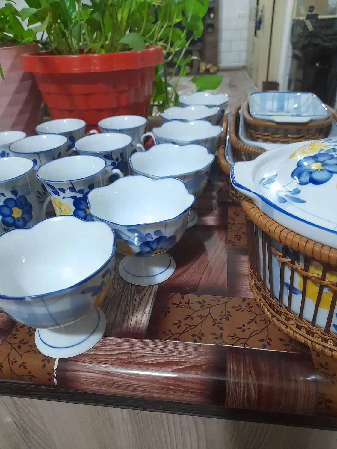 چینی گل پنبه ای|ظروف سرو و پذیرایی|خمینی‌شهر, |دیوار
