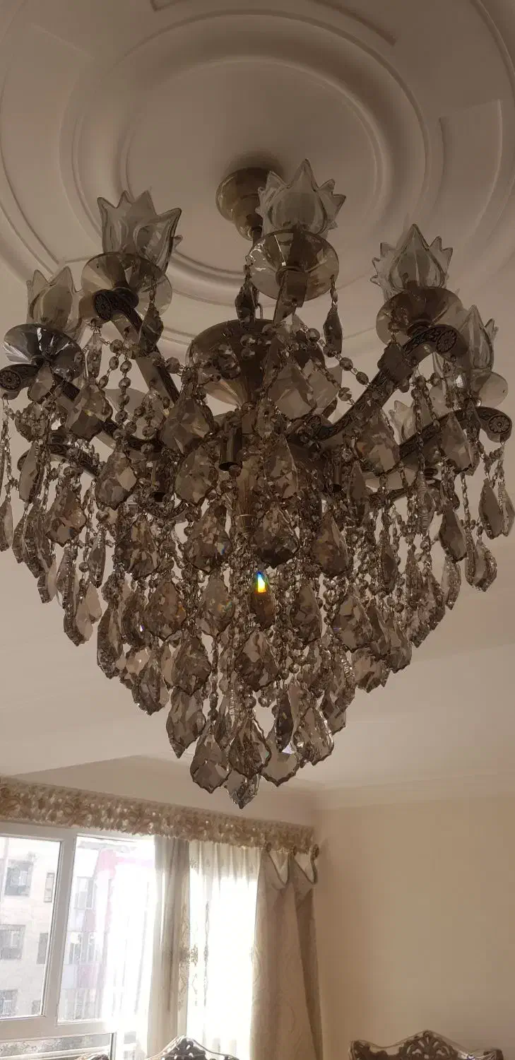 لوستر برنز و کریستال اتریشی قدیمی آنتیک ۷۰ سانتی|لوستر و چراغ آویز|تهران, اکباتان|دیوار