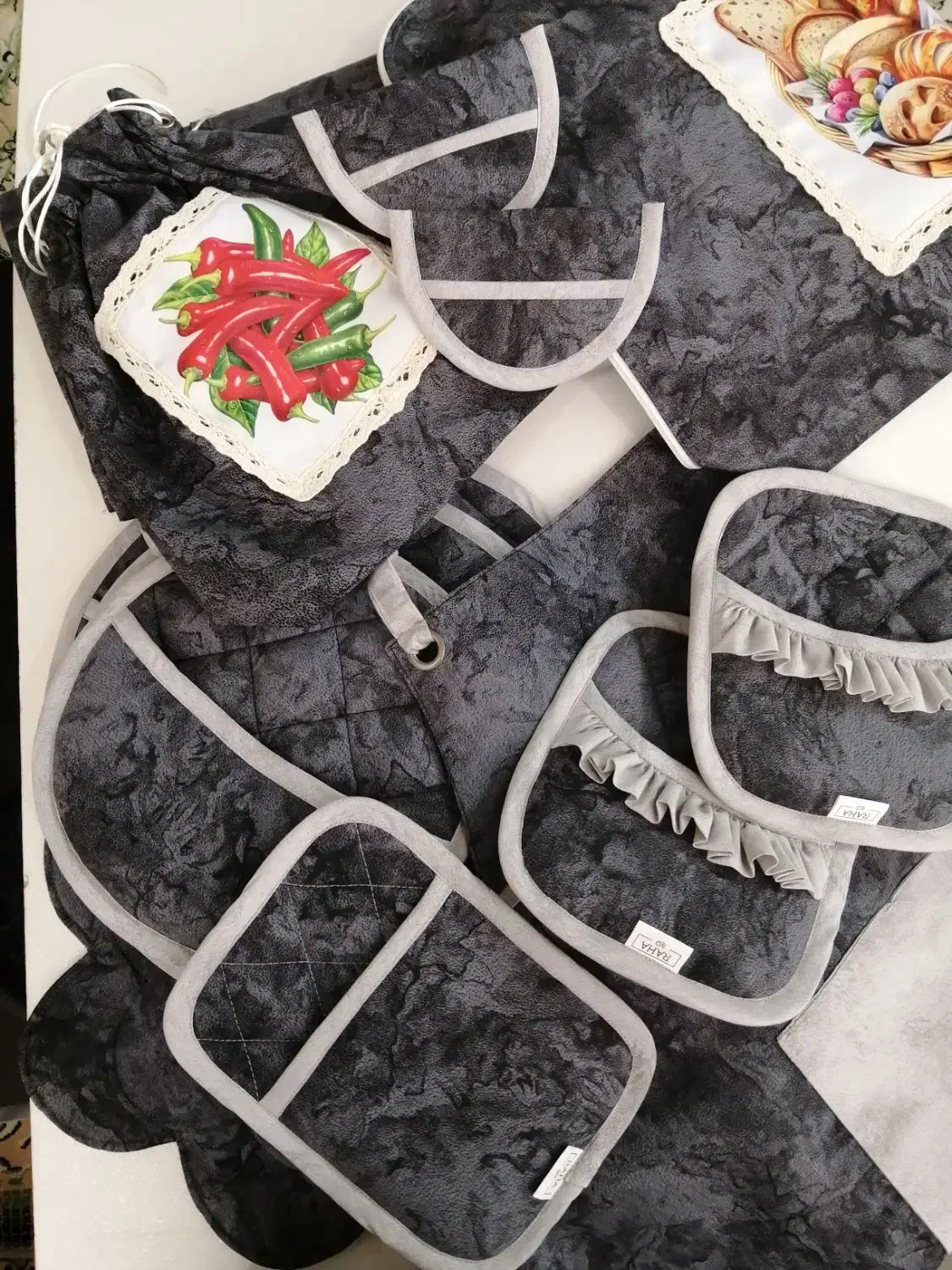 دوخت سرویس آشپزخانه و فروش الگو|سفره، حوله، دستمال آشپزخانه|سبزوار, قاضی زاد|دیوار