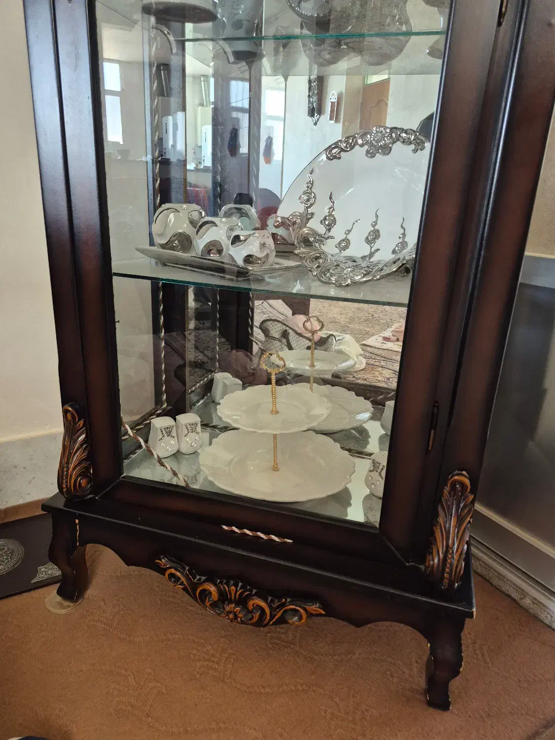 ویترین چوبی|بوفه، ویترین، کنسول|جرقویه, |دیوار