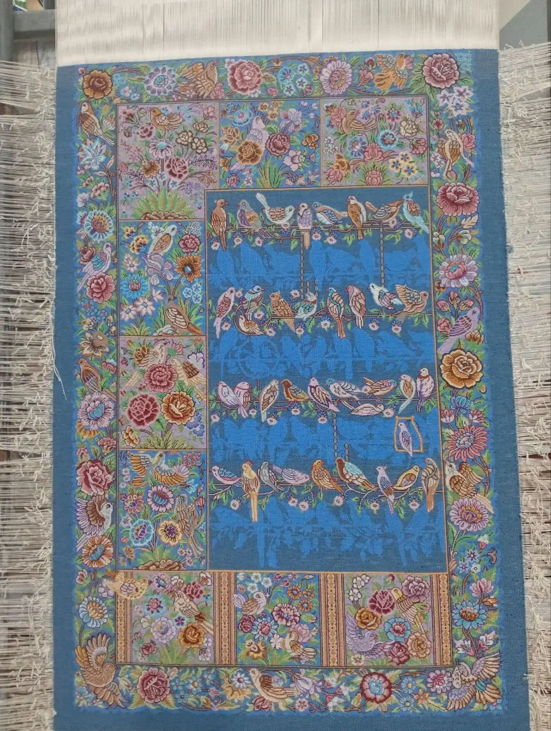 فرش پشتی دست بافت ابریشم|فرش|مراغه, |دیوار