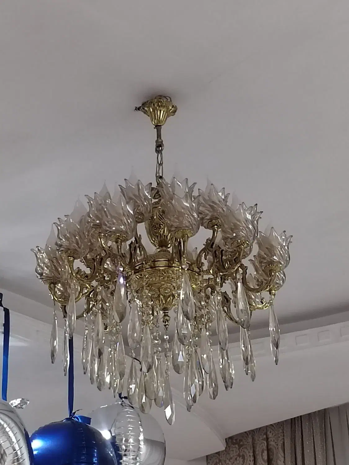 دو عدد لوستر برنجی ۲۴ شعله با لامپ|لوستر و چراغ آویز|تهران, جوادیه تهرانپارس|دیوار