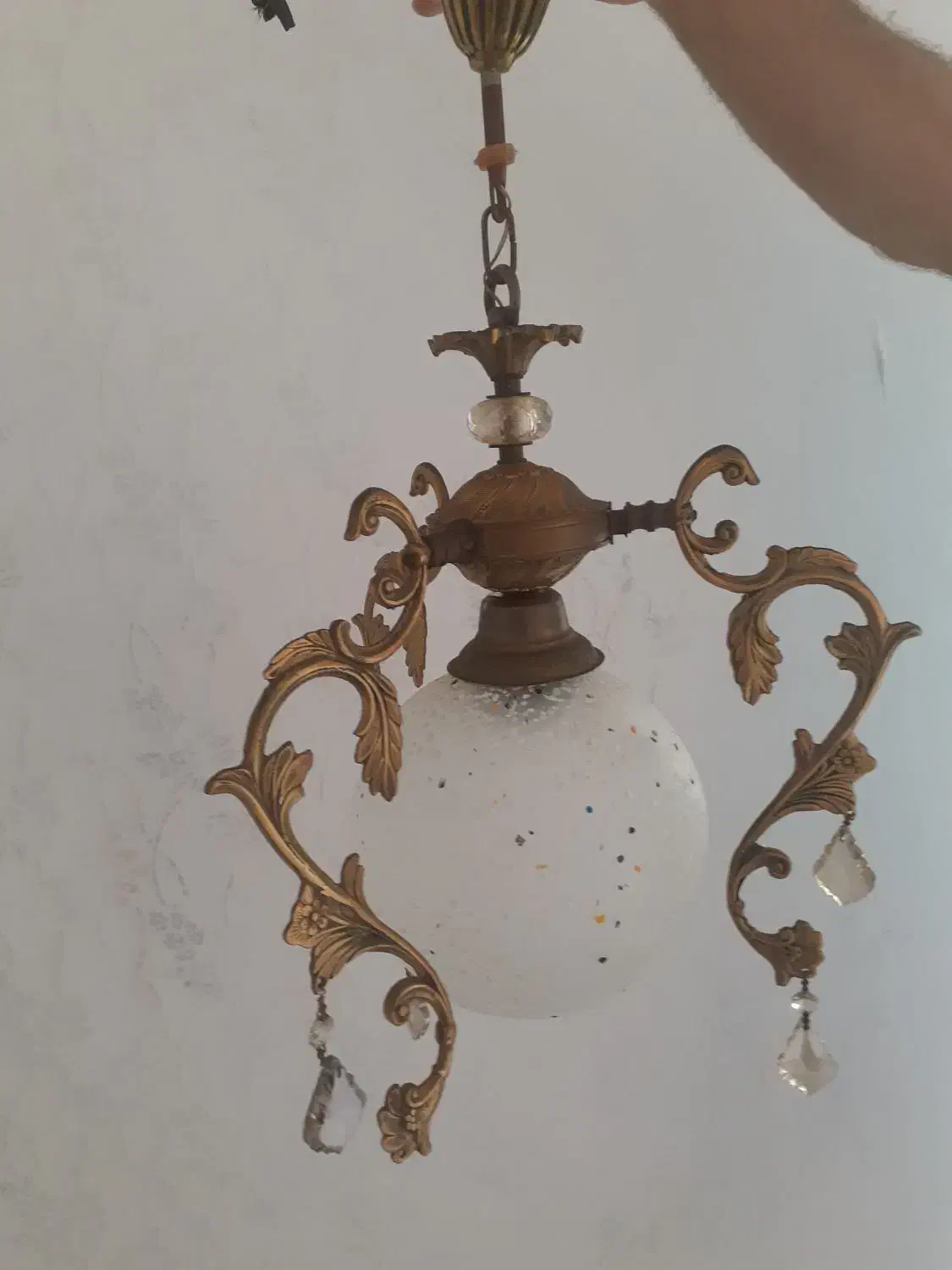 لوستر سه شاخه  برنز|لوستر و چراغ آویز|زنجان, |دیوار