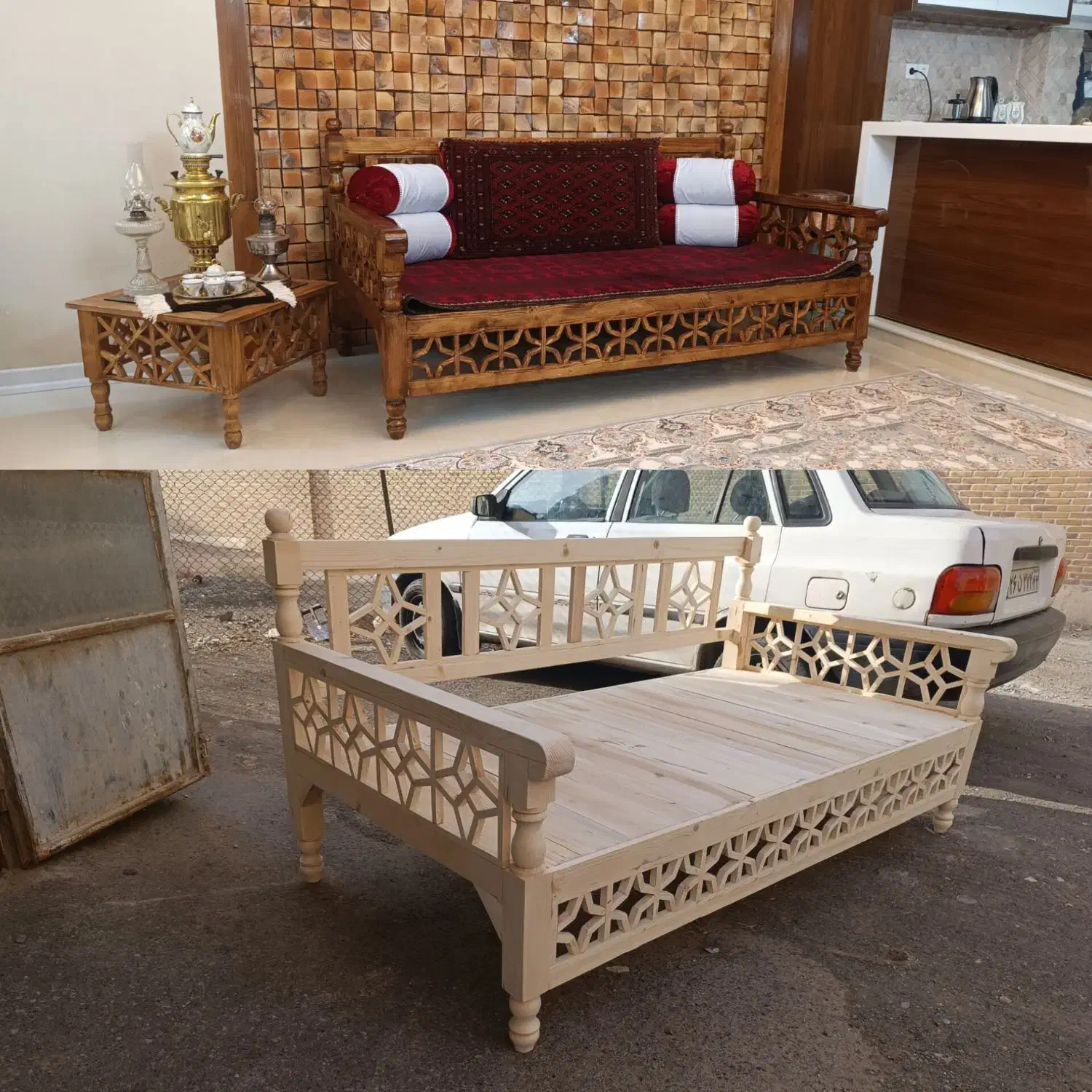 تخت سنتی مبل گره چینی نیمکت چوبی باغ منزل ویلا|مبلمان خانگی و میز عسلی|سبزوار, امیریه|دیوار