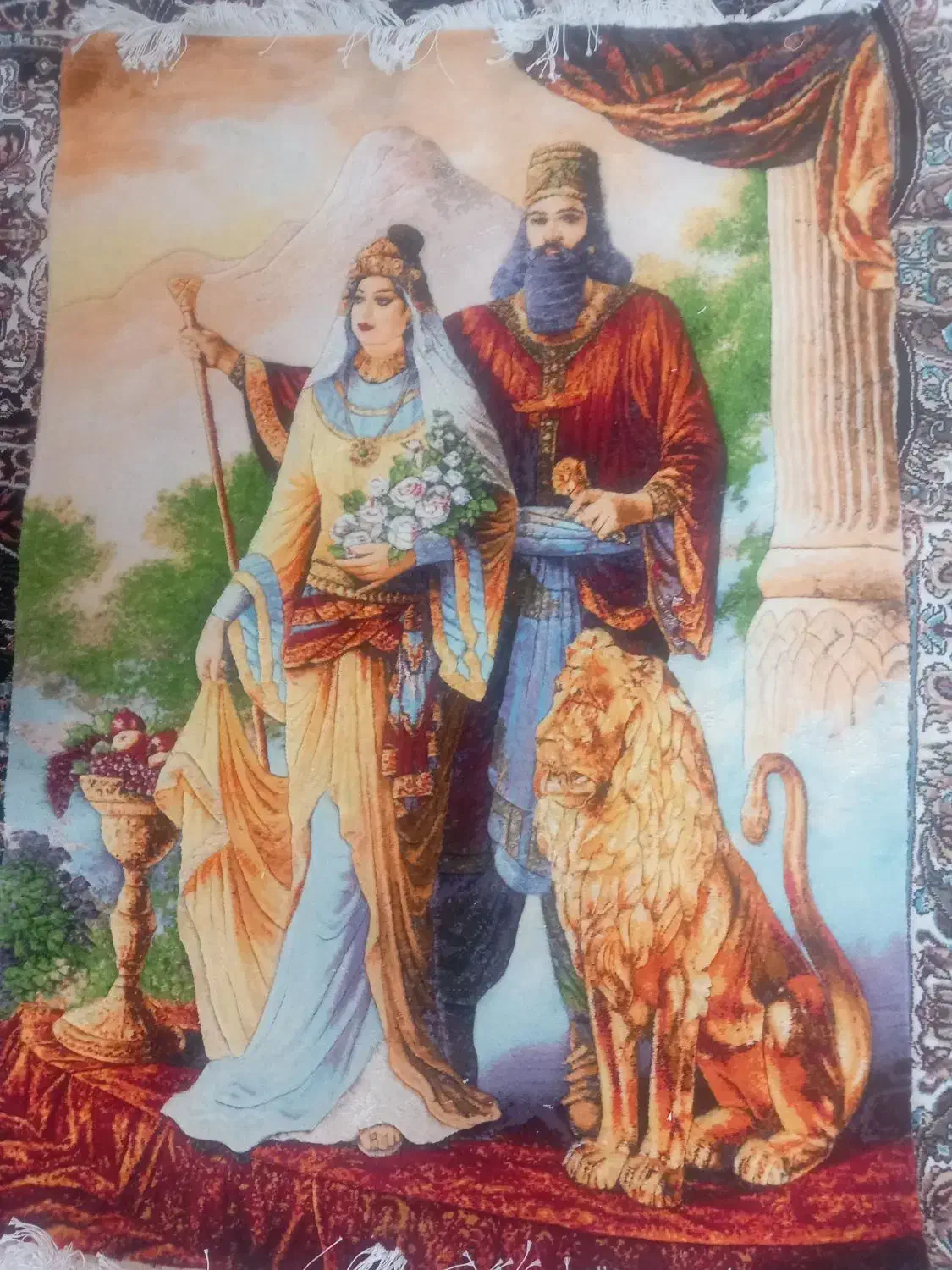 تابلو فرش دستبافت ابریشم چله پنبه|تابلو فرش|اصفهان, فردوان|دیوار