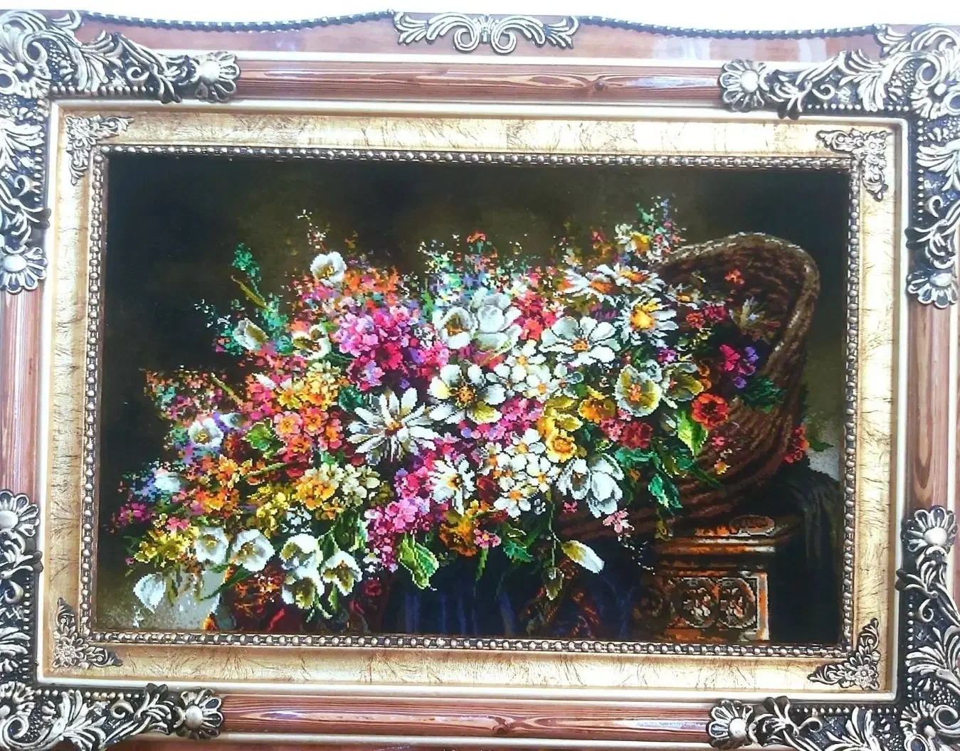 تابلو گل شیفته کد 40 دستبافت و ابریشم دار|تابلو فرش|تبریز, |دیوار