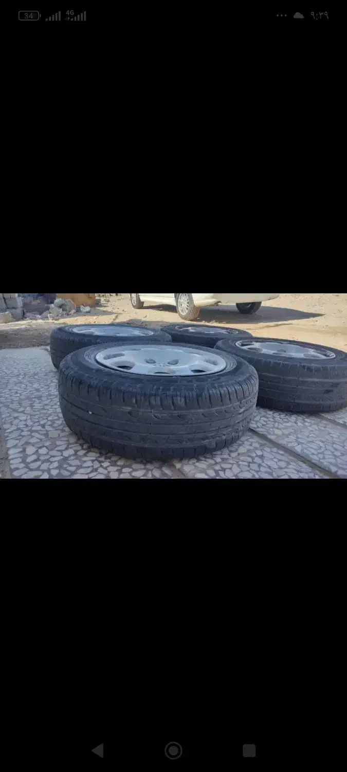 ۴ حلقه لاستیک دست دوم به همراه رینگ فابریک|قطعات یدکی و لوازم جانبی|بندرلنگه, |دیوار