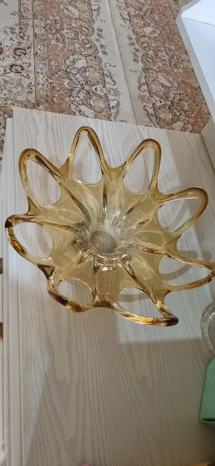 میوه خوری هشت حلقه عسلی کریستال بوهیمیا|ظروف سرو و پذیرایی|هشتگرد, مدرس|دیوار