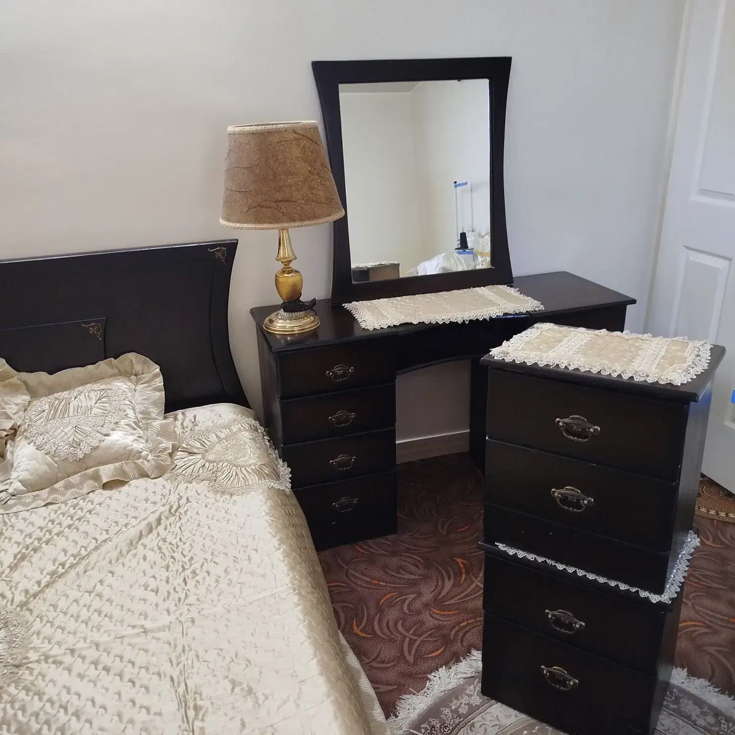 سرویس خواب دونفره چوبی|تخت و سرویس خواب|خمین, |دیوار