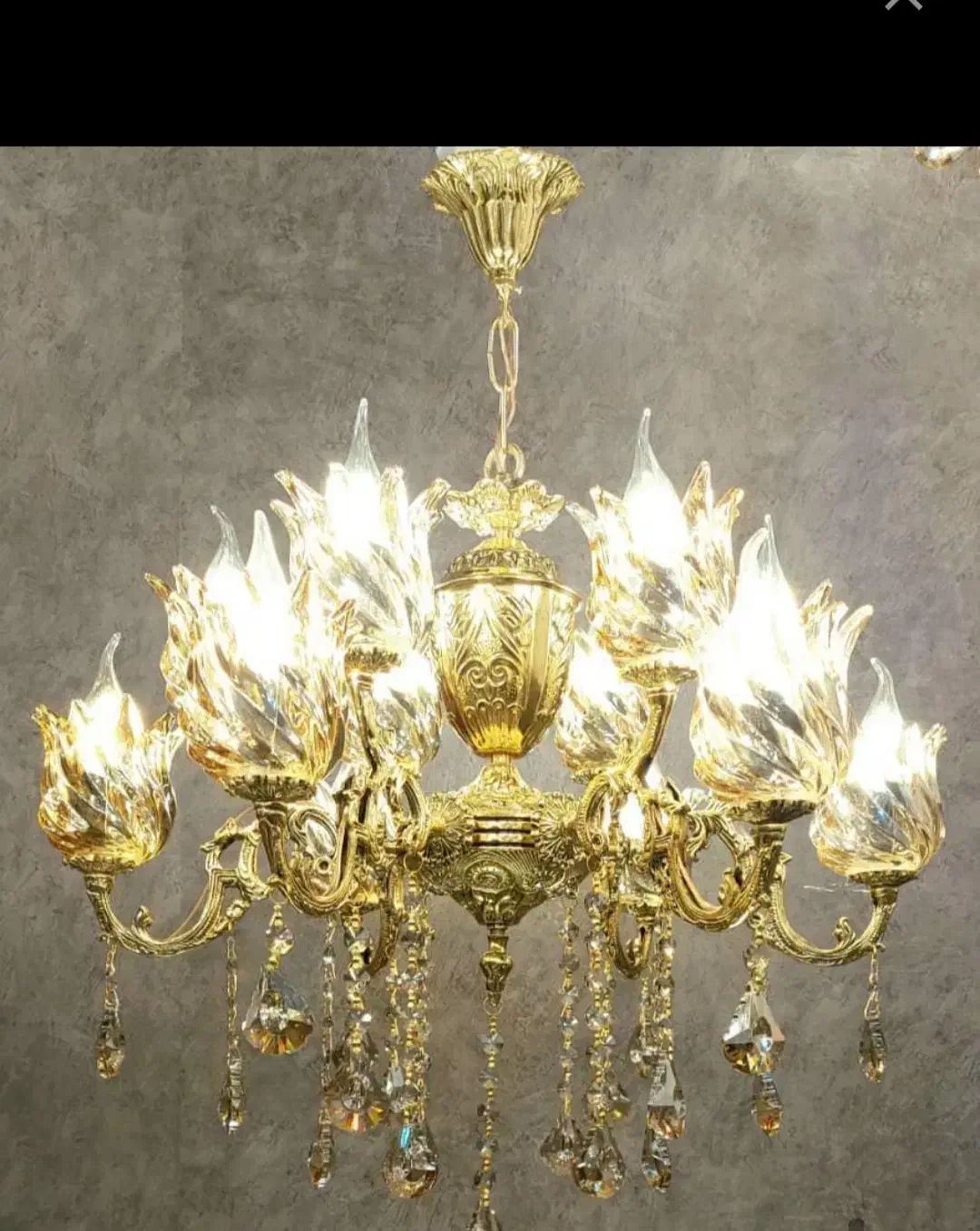 لوستر ۳+۳ سقفی تماما برنز|لوستر و چراغ آویز|نسیم‌شهر, |دیوار