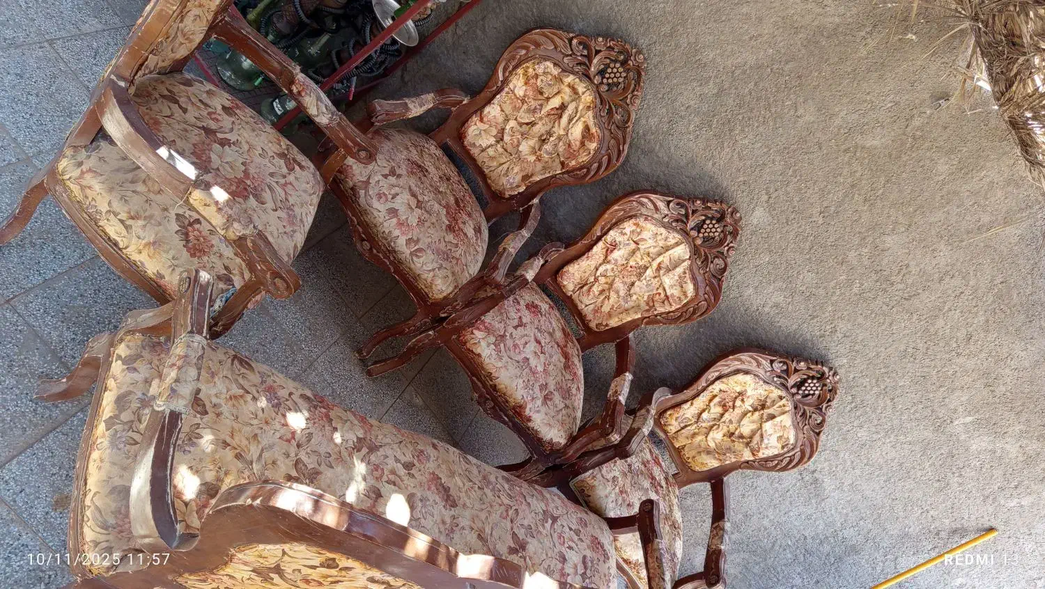 میز نهار خوری با مبلمان چوبی و سماور|میز و صندلی غذاخوری|رفسنجان, |دیوار