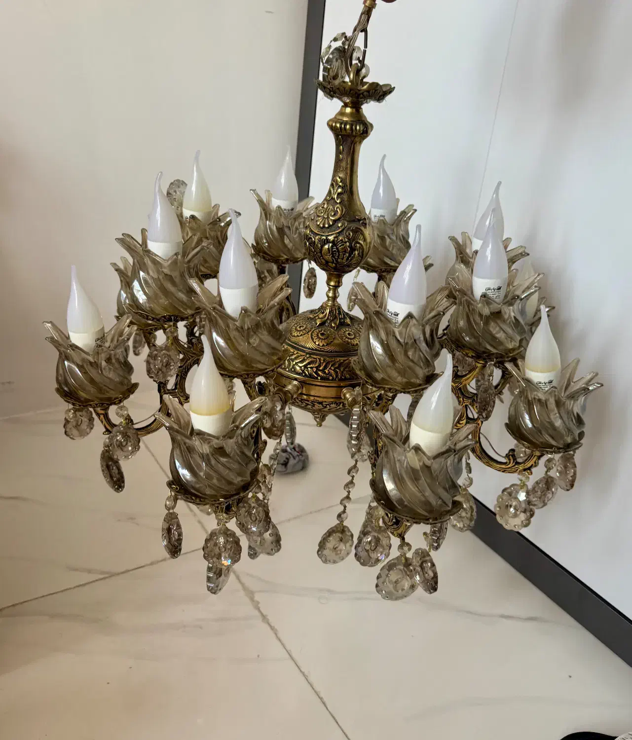 لوستر برنجی|لوستر و چراغ آویز|تبریز, |دیوار