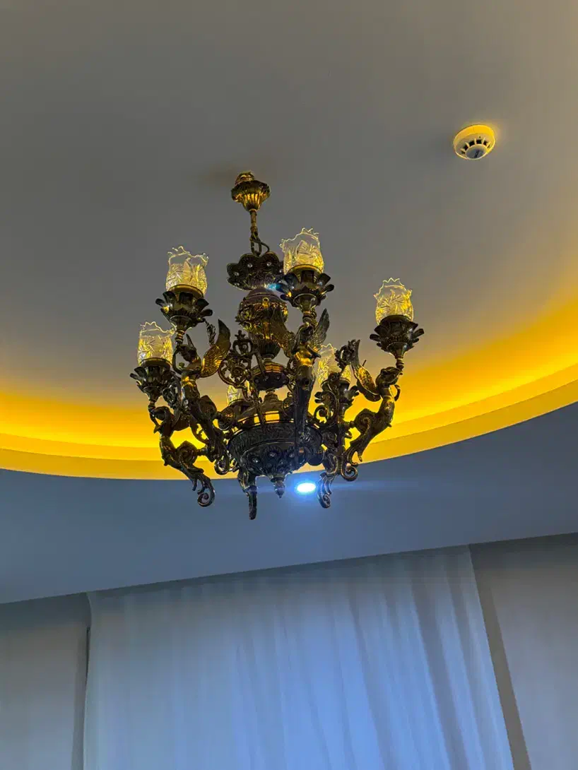 لوستر برنز ۶ شاخه طرح فرشته|لوستر و چراغ آویز|فردیس, دهکده|دیوار