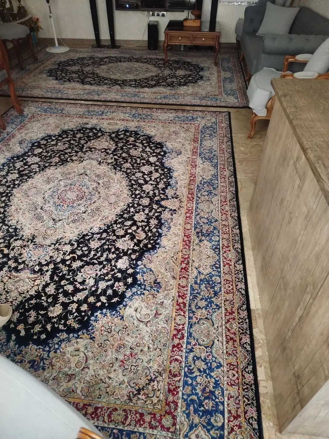 فرش پاتریس سه تخته ۱۰۵۰ شانه ۳۰۰۰ تراکم نخ ابریشم|فرش|تهران, دروس|دیوار