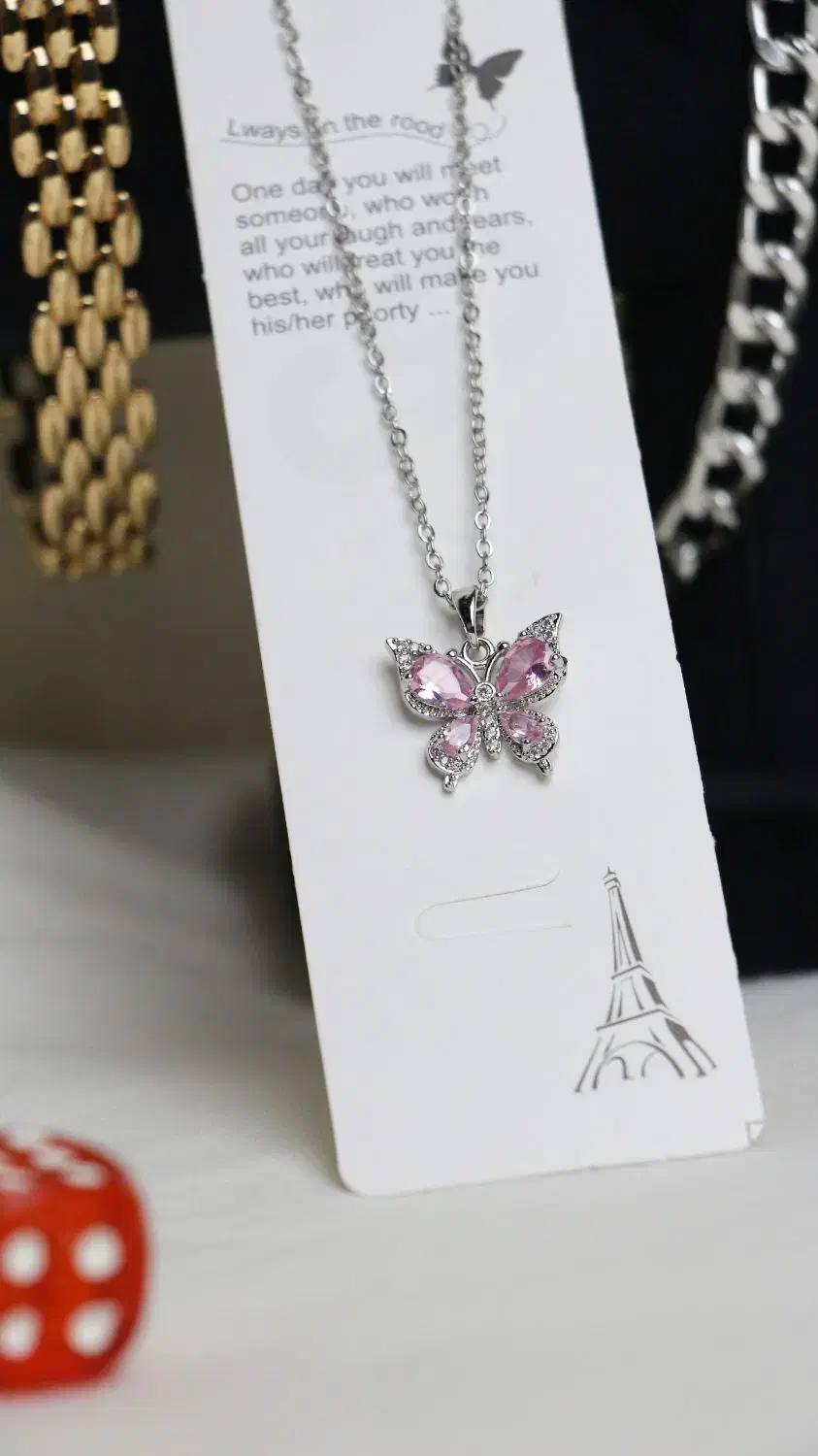 گردنبند زنانه پروانه صورتی|بدلیجات|ری, شهادت|دیوار